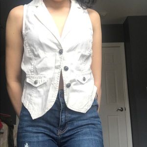 Cute white denim vest/top